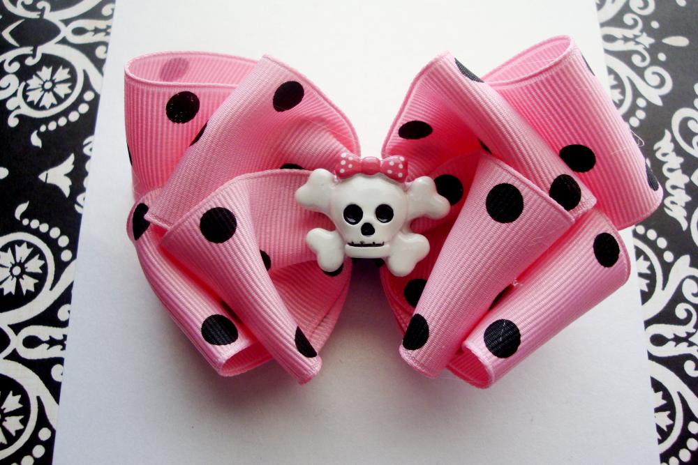 Polka Dottie Crossbones bow