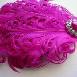 Hot pink nagori feather headband